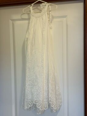 Zimmermann White Embroidered Halter Dress